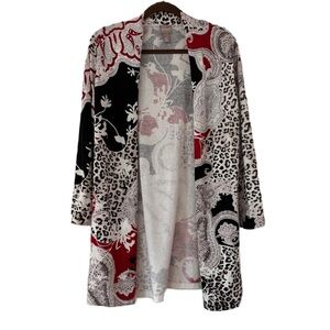 Chico's Size 1 Red Black Animal‎ Print Paisley Mixed Print Chicos Size Medium